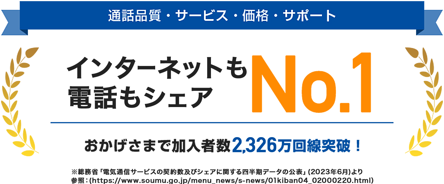 インターネットも電話もシェア・顧客満足度No1