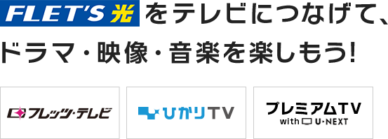 フレッツ光をテレビにつなげて、ドラマ・映像・音楽を楽しもう！