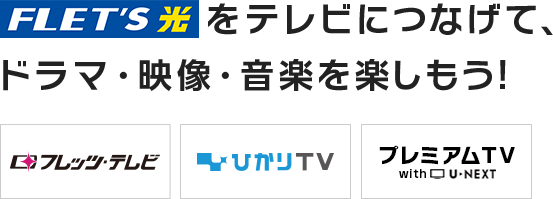 フレッツ光をテレビにつなげて、ドラマ・映像・音楽を楽しもう!