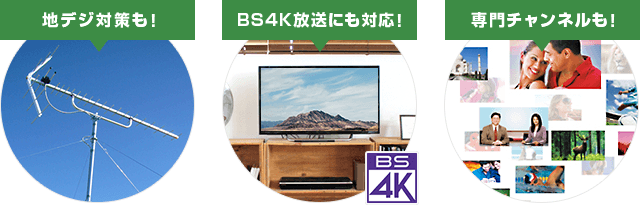 地デジ対策も！BS4K放送にも対応！専用チャンネルも！